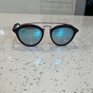 Ray-Ban Black Frame Sunglasses with Blue Lenses